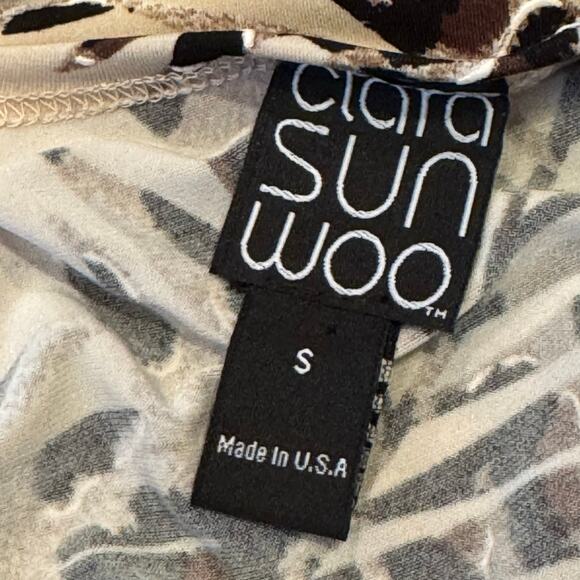 Clara Sun Woo Size Small Animal Palm Tree Print Faux Wrap Micro Mini Dress - Picture 7 of 8